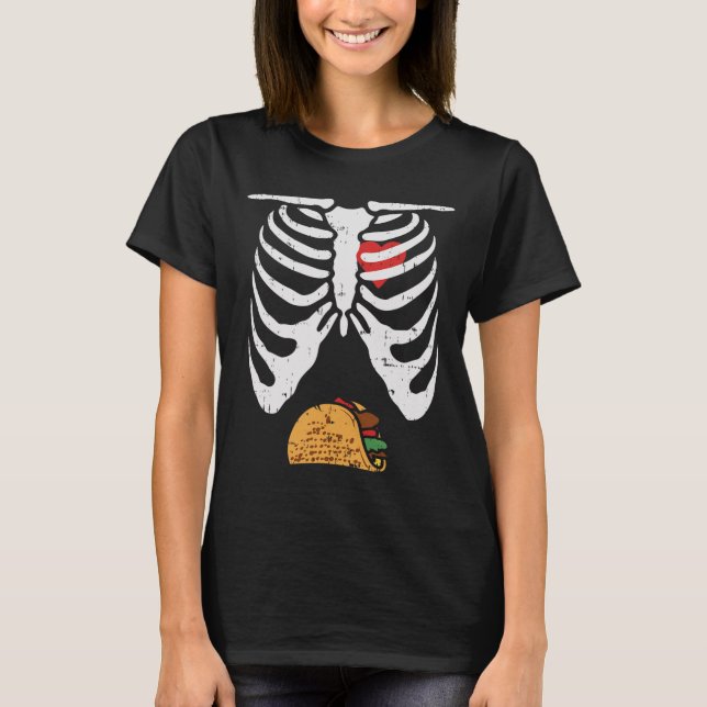 T-shirt Halloween Papa Skeleton Taco Belly Fun Pregnancy C (Devant)