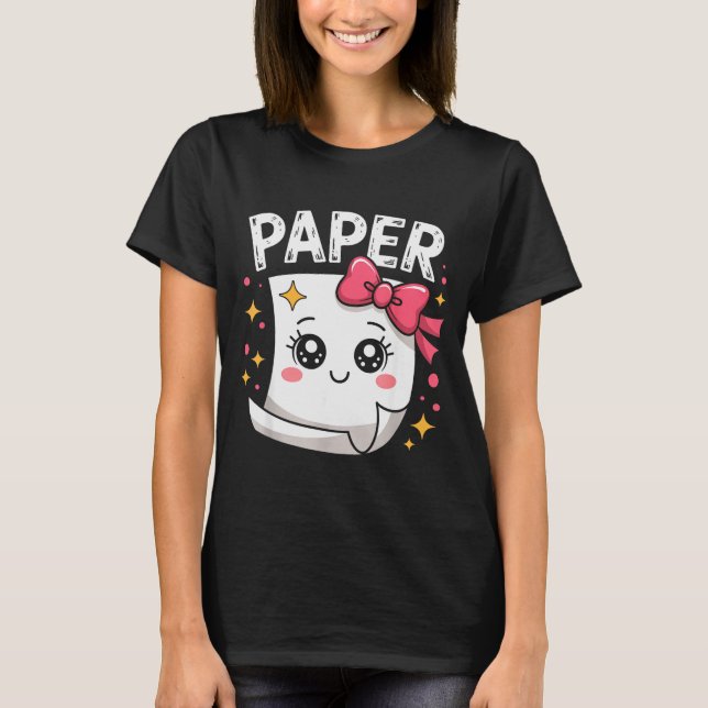 T-shirt Halloween Paper Scissors Rock Matching Cute Paper  (Devant)