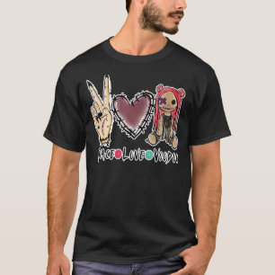 T-shirt Halloween Peace Love Voodoo Doll Costumes graphiqu