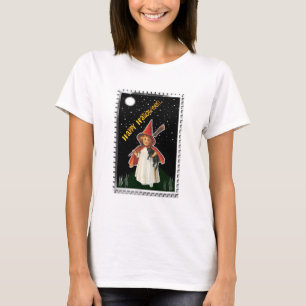 T-shirt Halloween - Petite fille avec chambre et chat noir