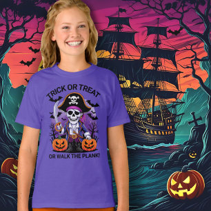 T-shirt Halloween Pirate Friandise ou Menace ou Marche à l