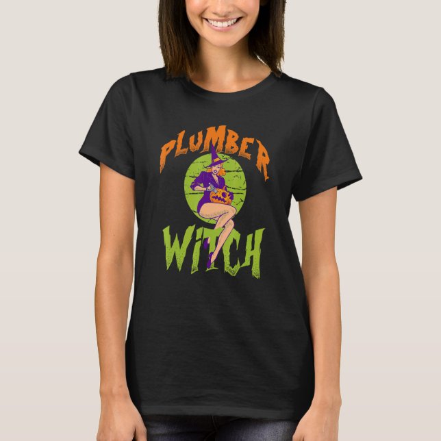 T-shirt Halloween Plumber Witch Plumber (Devant)