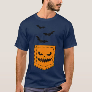 T-shirt Halloween Pumpkin Fau Pocket jack  o'  lantern 