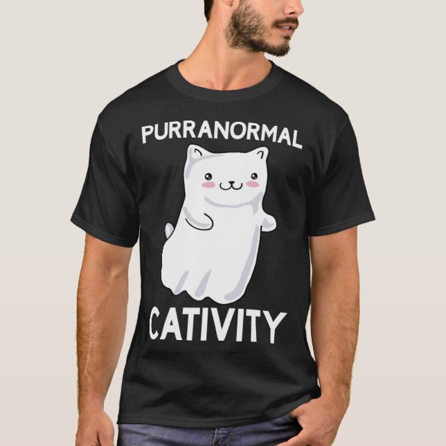 T-shirt Halloween  Purranormal Cativity Ghost Cat (Devant)