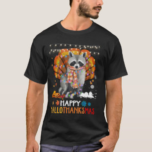 T-shirt Halloween Raccoon Et Joyeux Noël Happy Hallot