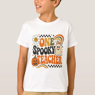 T-shirt Halloween Rétro Groovy Prof Un peu Effraya