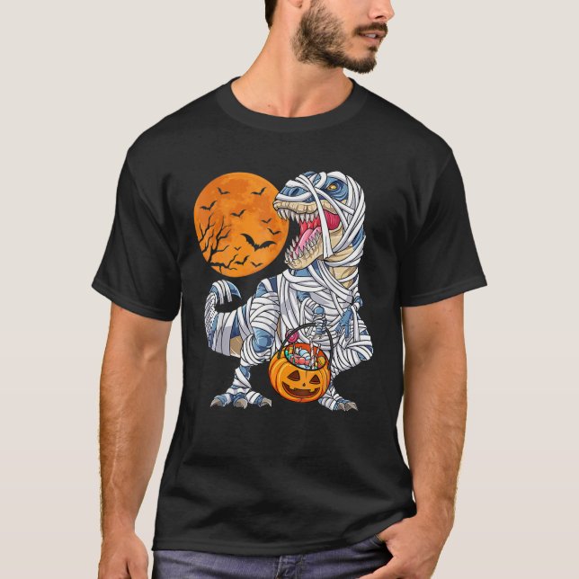 T-shirt Halloween S Pour Les Garçons Dinosaure T Rex Mummy (Devant)