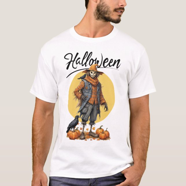 T-shirt Halloween Scareck Hommes Blanc (Devant)