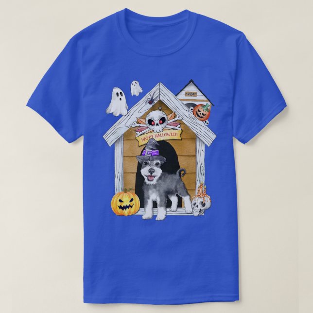 T-shirt Halloween Schnauzer Miniature Chien sorcière Haunc (Design devant)