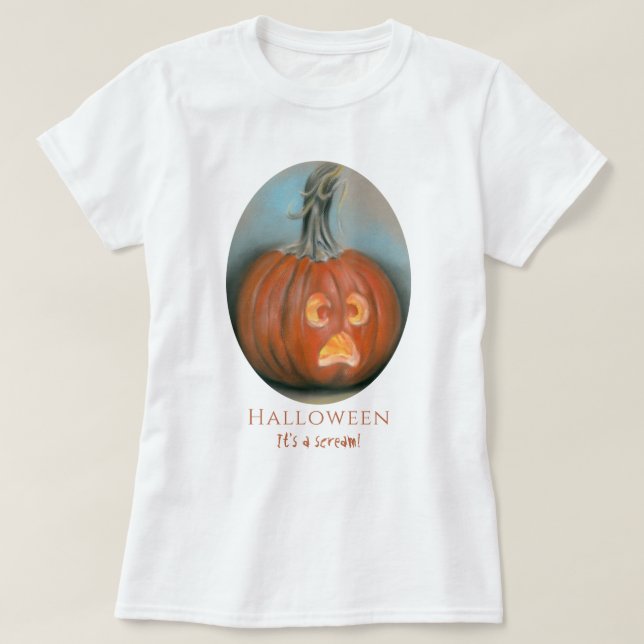 T-shirt Halloween Screaming Jack O Lantern Pumpkin Pastel (Design devant)