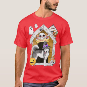 T-shirt Halloween Sibérie Husky Chien sorcière Haunch Mais