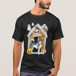 T-shirt Halloween Sibérie Husky Chien sorcière Haunch Mais