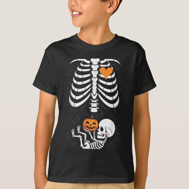 T-shirt Halloween Skeleton Baby Rib Cage Maternity Pregnan (Devant)