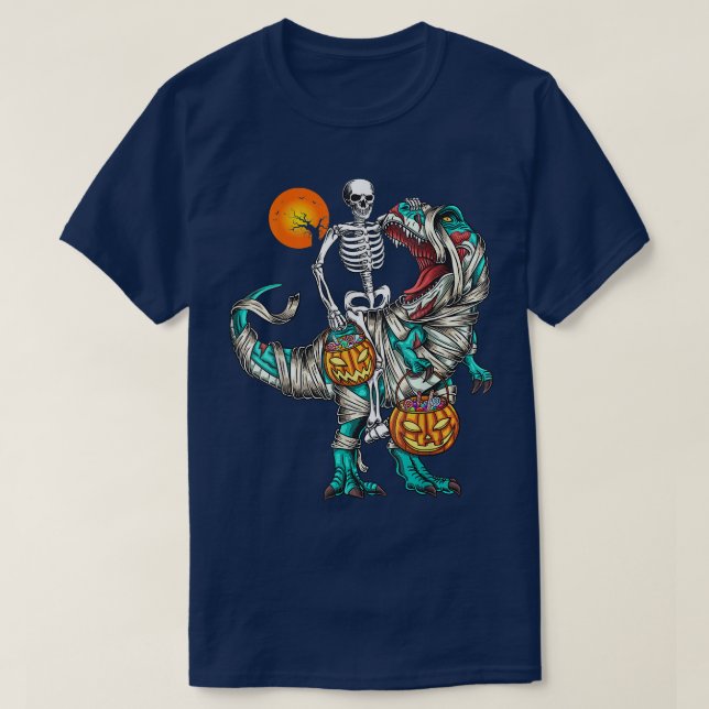 T-shirt Halloween Skeleton équitation maman Dinosaure T Re (Design devant)