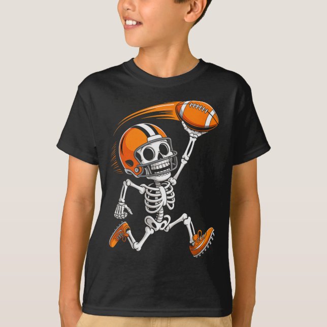 T-shirt Halloween Skeleton Funny Football Shirt For Teens  (Devant)