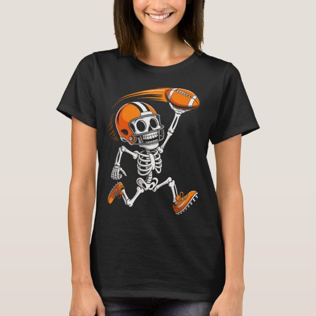 T-shirt Halloween Skeleton Funny Football Shirt For Teens  (Devant)