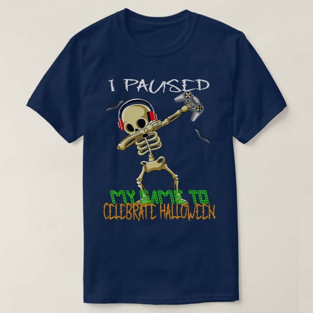T-shirt Halloween Skeleton funny Gamer ghost boys kids tee (Design devant)