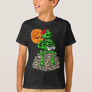 T-shirt Halloween Skeleton Gamer Boys Enfants Ados Jeu