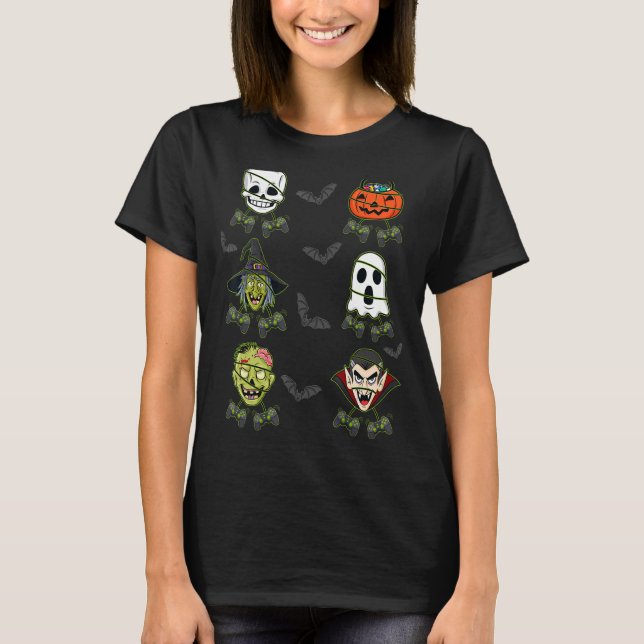 T-shirt Halloween Skeleton Gaming Witch Vampire Zombie Boy (Devant)