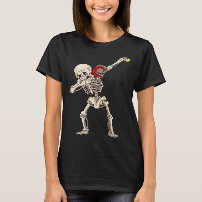 T-shirt Halloween Skeleton Pickleball Dabbing (Devant)
