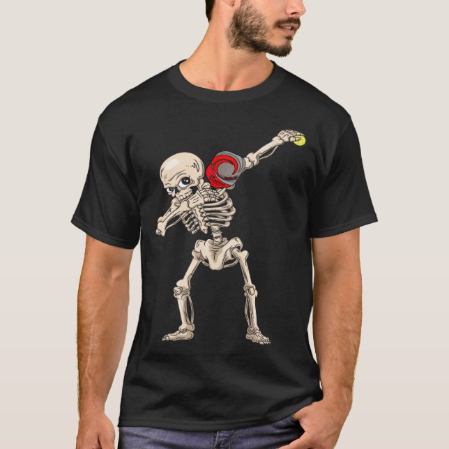T-shirt Halloween Skeleton Pickleball Dabbing (Devant)