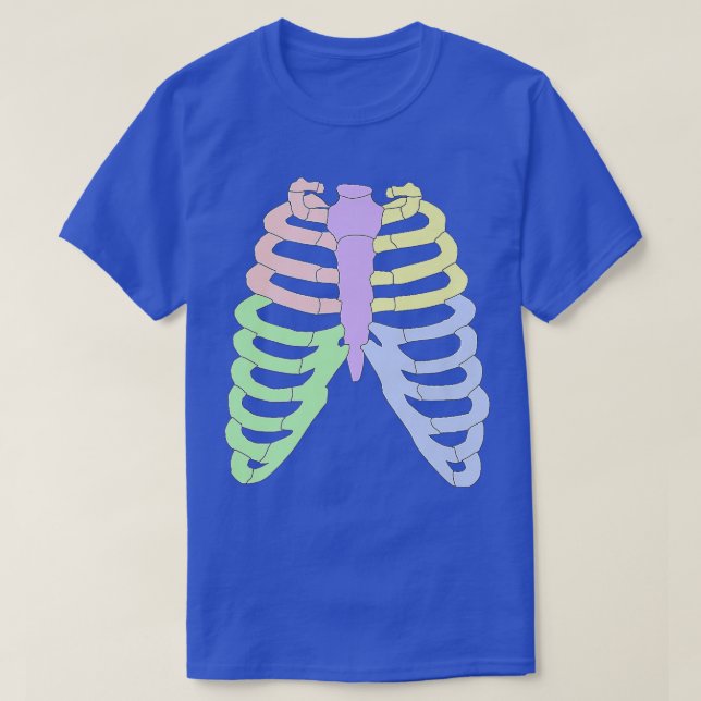 T-shirt Halloween Skeleton Rib Cage Tee Pastel Rainbow Cos (Design devant)
