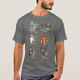T-shirt Halloween Skeleton Zombie Riding Mummy T Rex Vampi