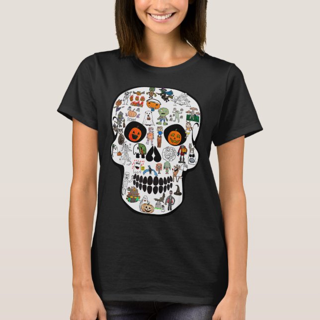 T-shirt Halloween Skull 2025  (Devant)