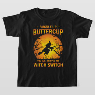 T-Shirt Halloween sorcière bouton haut