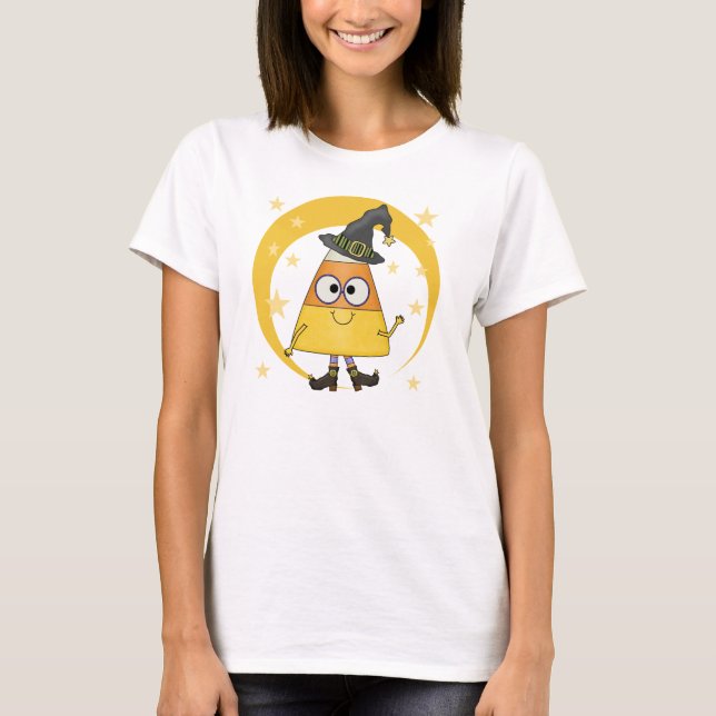 T-shirt Halloween sorcière de maïs de bonbons (Devant)