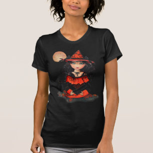 T-shirt Halloween Sorcière Lune Chat par Molly Har
