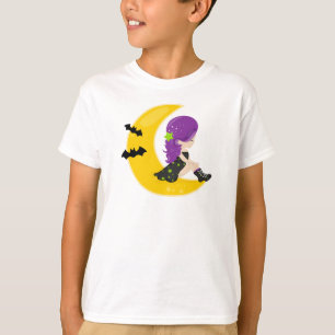 T-shirt Halloween, Sorcière Sur La Lune, Chauve-Feu, Trick