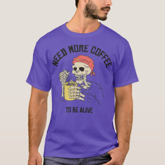 T-shirt halloween squelette boire du café drôle