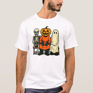 T-shirt Halloween squelette Citrouille fantôme