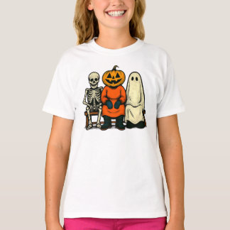 T-shirt Halloween squelette Citrouille fantôme