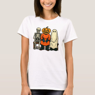 T-shirt Halloween squelette Citrouille fantôme