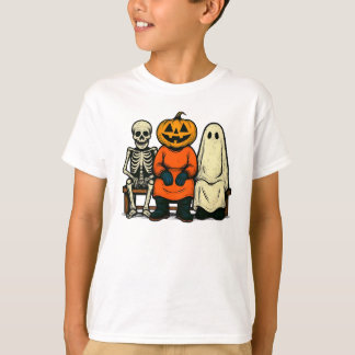 T-shirt Halloween squelette Citrouille fantôme