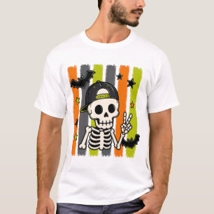 T-shirt Halloween Squelette Cool Signe de Paix