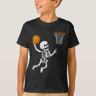 T-shirt Halloween Squelette Dunking Basketball Garçons Fil