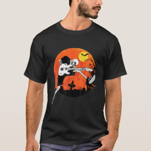 T-shirt Halloween Squelette Jouer Guitare Rock Et Roll Mu