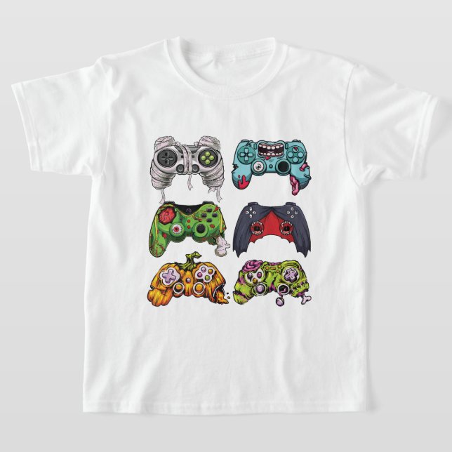 T-shirt Halloween Squelette Zombie Contrôleurs de jeu mama (Poser)