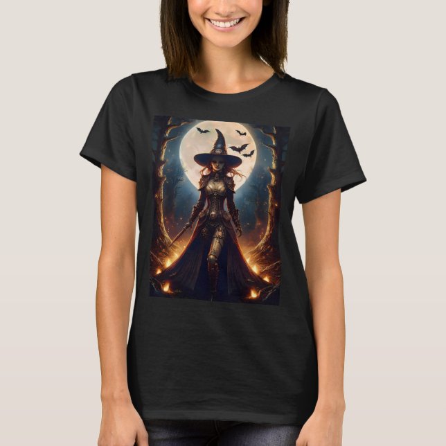 T-shirt Halloween Steampunk Forest Witch (Devant)