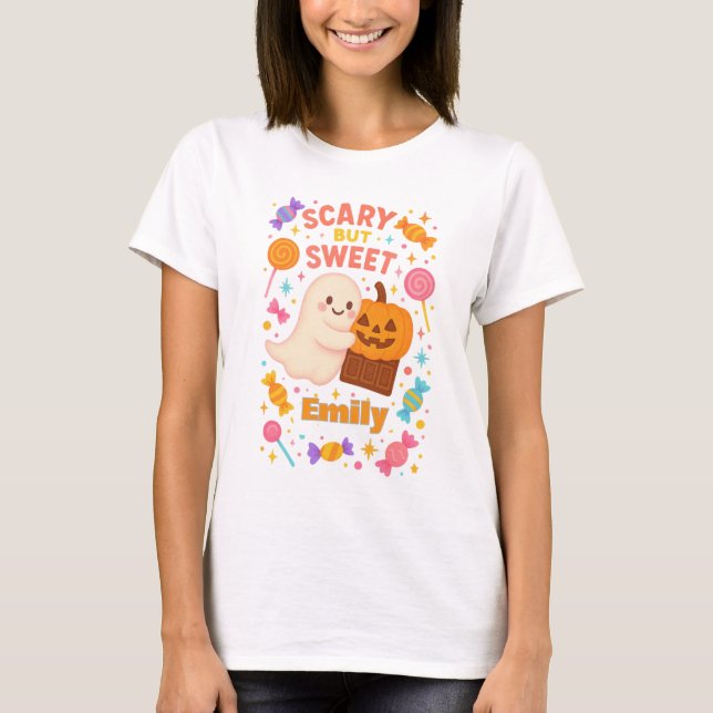 T-shirt Halloween sucré à effroi personnalisé (Devant)