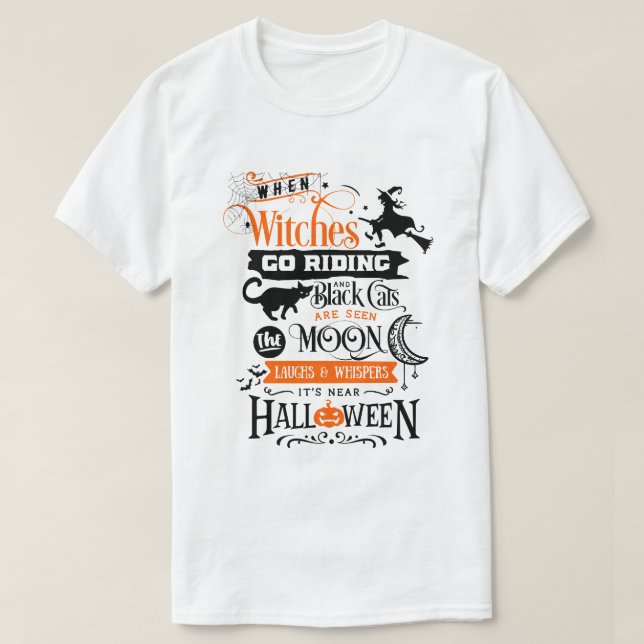 T-shirt Halloween, T-shirt Witch Broom Halloween, (Design devant)