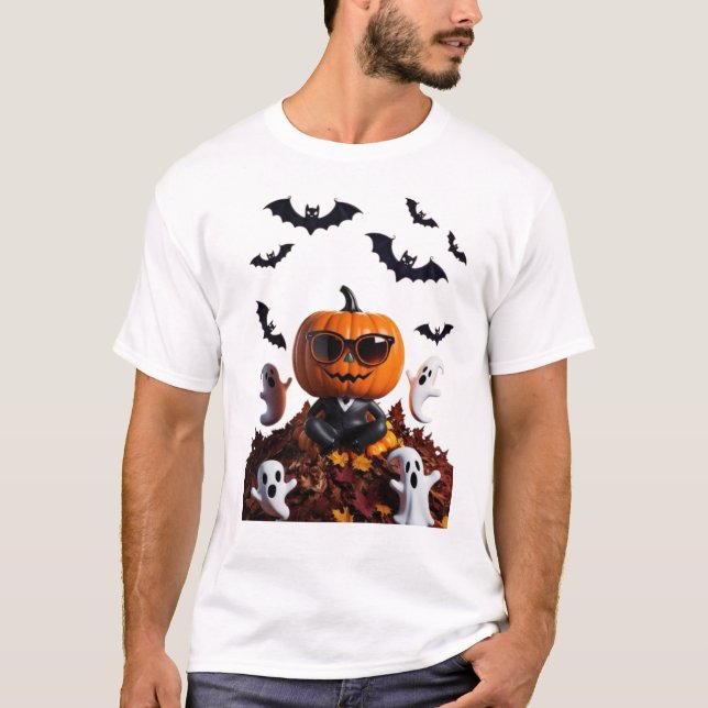 T-shirt Halloween Tee - Creepin' It Real Citrouille Design (Devant)