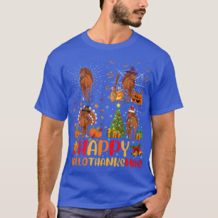 T-shirt Halloween Thanksgiving Christmas Horse Hallothanks