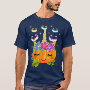 T-shirt Halloween Thanksgiving Citrouille Unicorn Girls