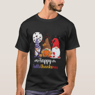 T-shirt Halloween Thanksgiving Happy Hallothanksmas Gnomes