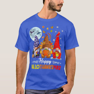 T-shirt Halloween Thanksgiving Noël Happy HalloThanks