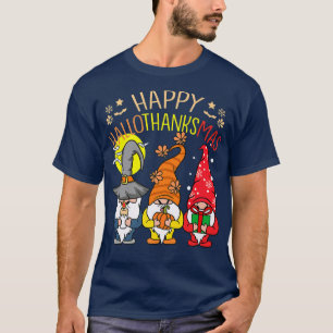 T-shirt Halloween Thanksgiving Noël Happy HalloThanks